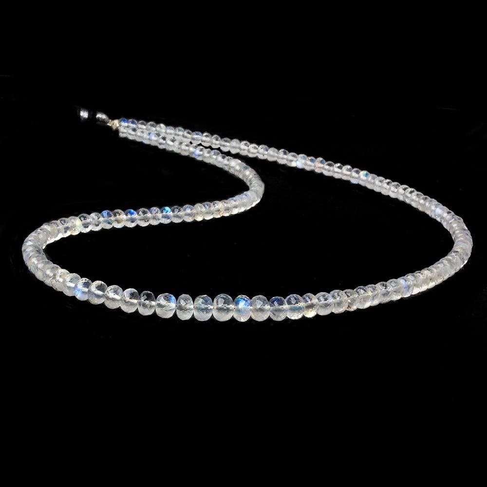 3-6mm Rainbow Moonstone micro faceted rondelles 16 inch 122 beads AAA - Beadsofcambay.com