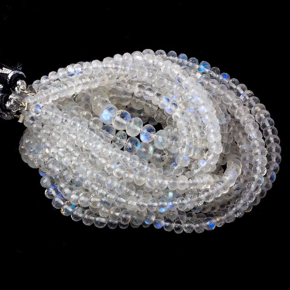 3mm Rainbow Moonstone micro faceted rondelles 16 inch 166 beads AAA - Beadsofcambay.com