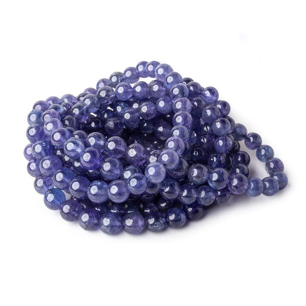 3-6mm Tanzanite plain round beads 15 inch 83 beads AA - Beadsofcambay.com