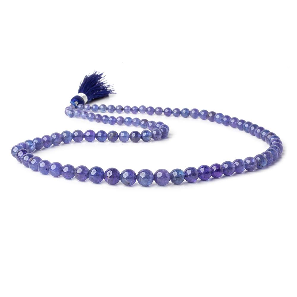 3-6mm Tanzanite plain round beads 15 inch 83 beads AA - Beadsofcambay.com