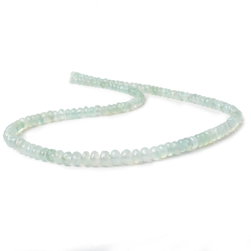 3-7mm Aqua Green Chalcedony faceted rondelles 18 inch 135 beads AA - Beadsofcambay.com