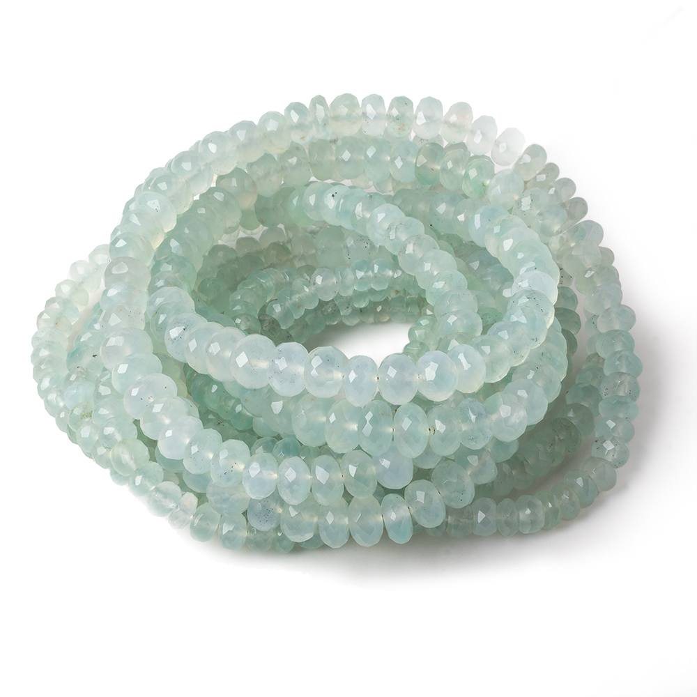 3-7mm Aqua Green Chalcedony faceted rondelles 18 inch 135 beads AA - Beadsofcambay.com