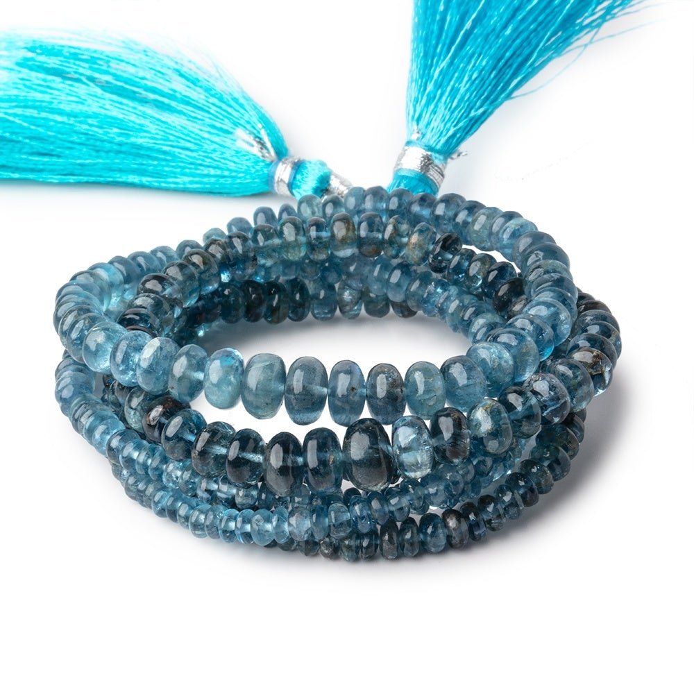 3-7mm Aquamarine plain rondelle beads 17 inch 190 pieces A - Beadsofcambay.com