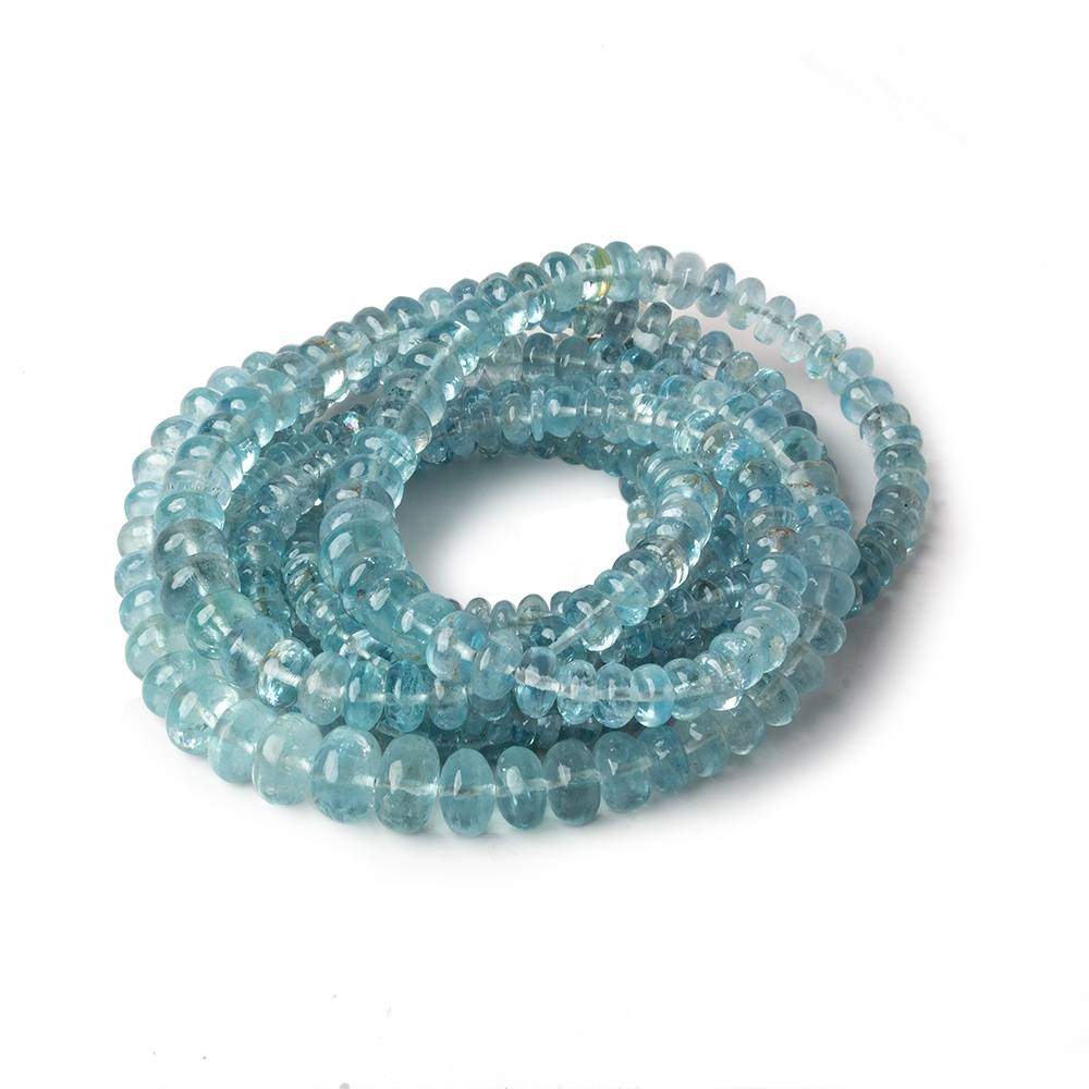 3-7mm Aquamarine Plain Rondelle Beads 18 inch 159 pieces AA - Beadsofcambay.com