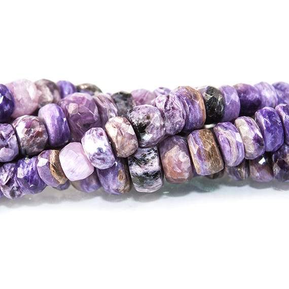 3-7mm Charoite Faceted Rondelle Beads 8 inch 66 pieces - Beadsofcambay.com