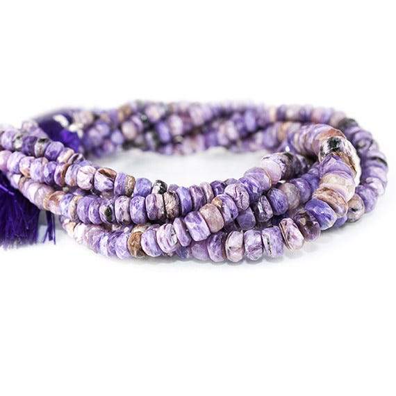 3-7mm Charoite Faceted Rondelle Beads 8 inch 66 pieces - Beadsofcambay.com