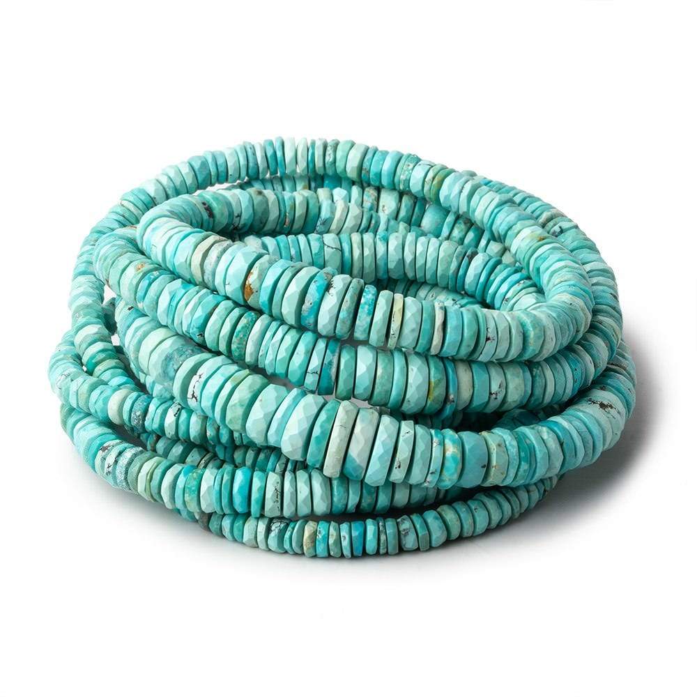 3-7mm Chinese Turquoise faceted heshi beads 18 inch 290 beads - Beadsofcambay.com