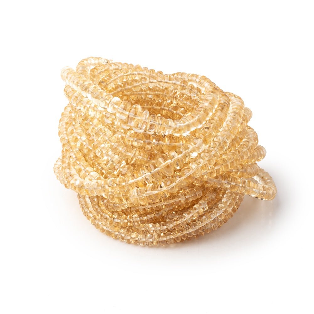 3-7mm Citrine Plain Rondelle Beads 18 inch 187 pieces AA - Beadsofcambay.com