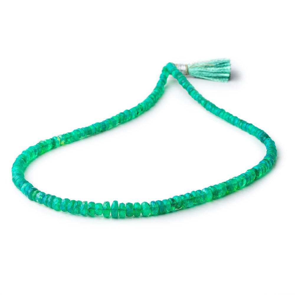 3-7mm Kelly Green Ethiopian Opal Faceted Rondelle Beads 16 inch 172 pieces - Beadsofcambay.com