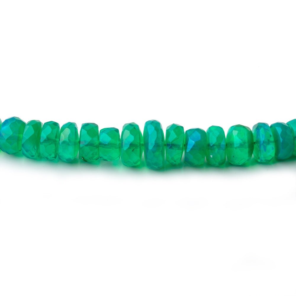 3-7mm Kelly Green Ethiopian Opal Faceted Rondelle Beads 16 inch 172 pieces - Beadsofcambay.com