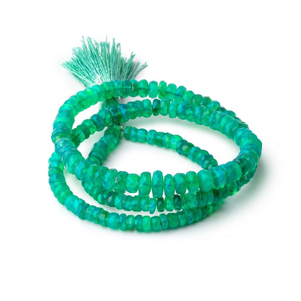 3-7mm Kelly Green Ethiopian Opal Faceted Rondelle Beads 16 inch 172 pieces - Beadsofcambay.com
