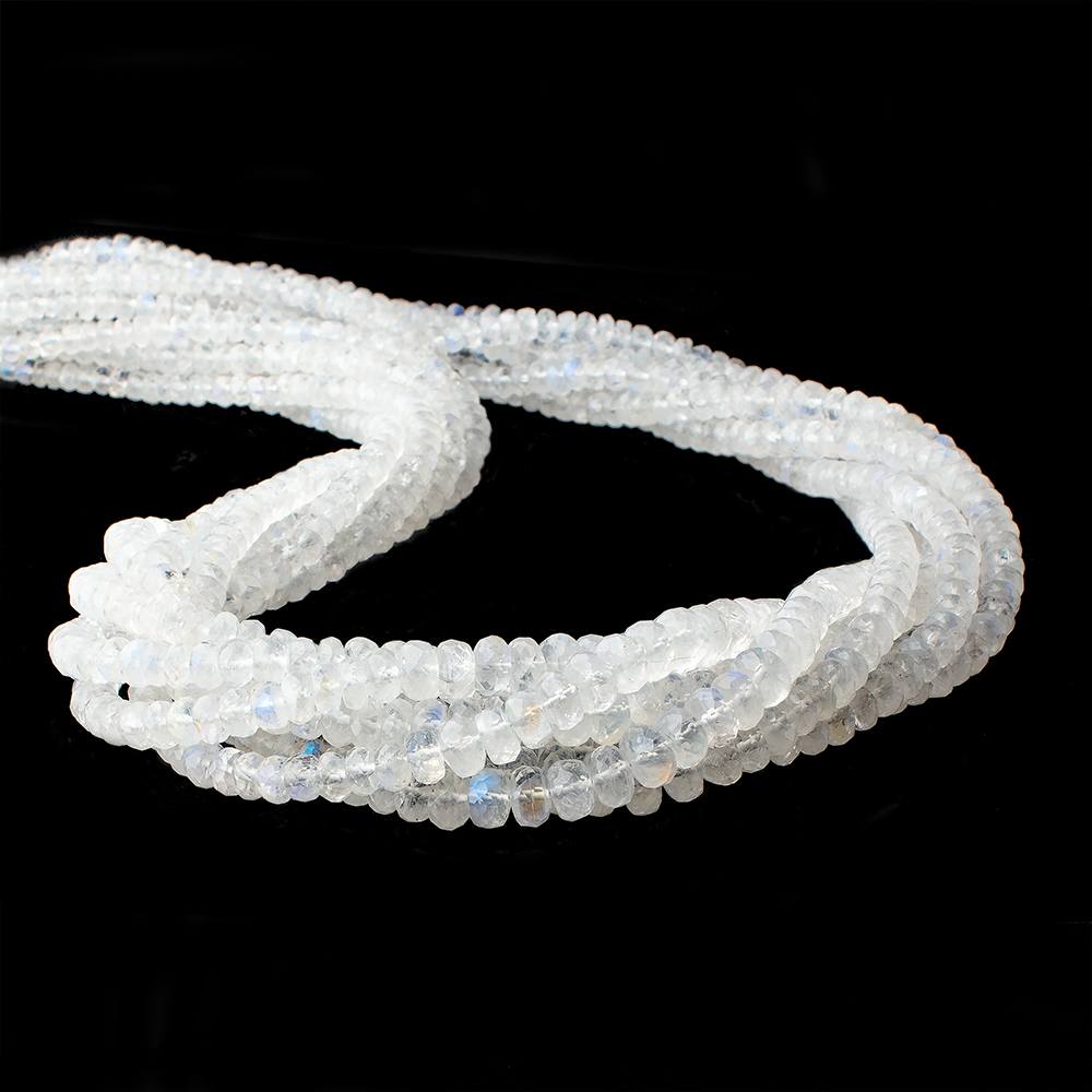 3-7mm Rainbow Moonstone Faceted Rondelle Beads 18.5 inch 184 pieces - Beadsofcambay.com