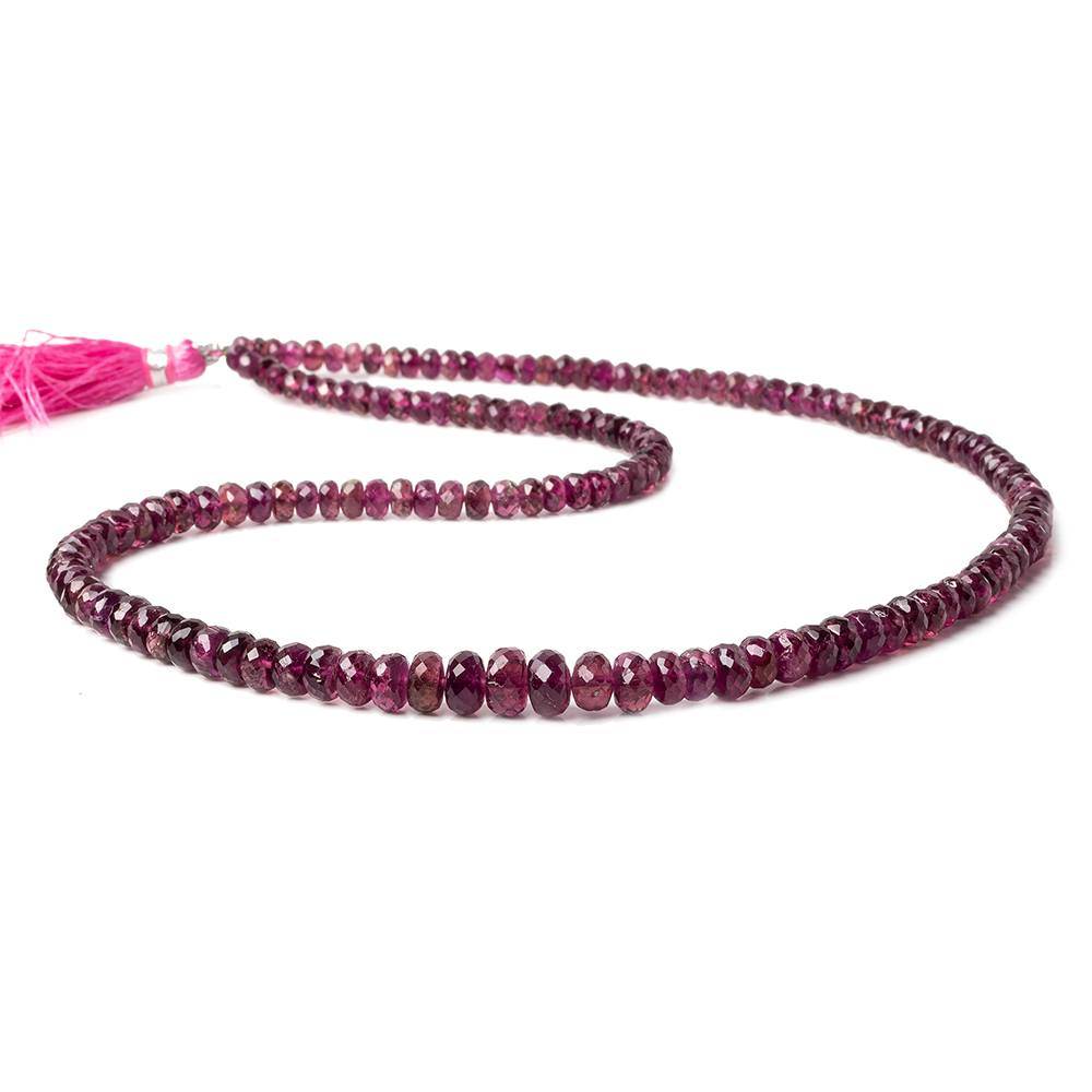3-7mm Rubelite Tourmaline Faceted Rondelle Beads 18 inch 153 pcs - Beadsofcambay.com