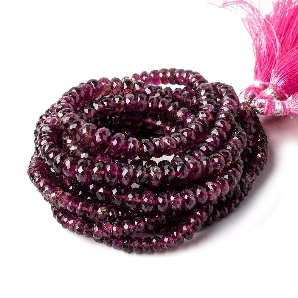 3-7mm Rubelite Tourmaline Faceted Rondelle Beads 18 inch 153 pcs - Beadsofcambay.com