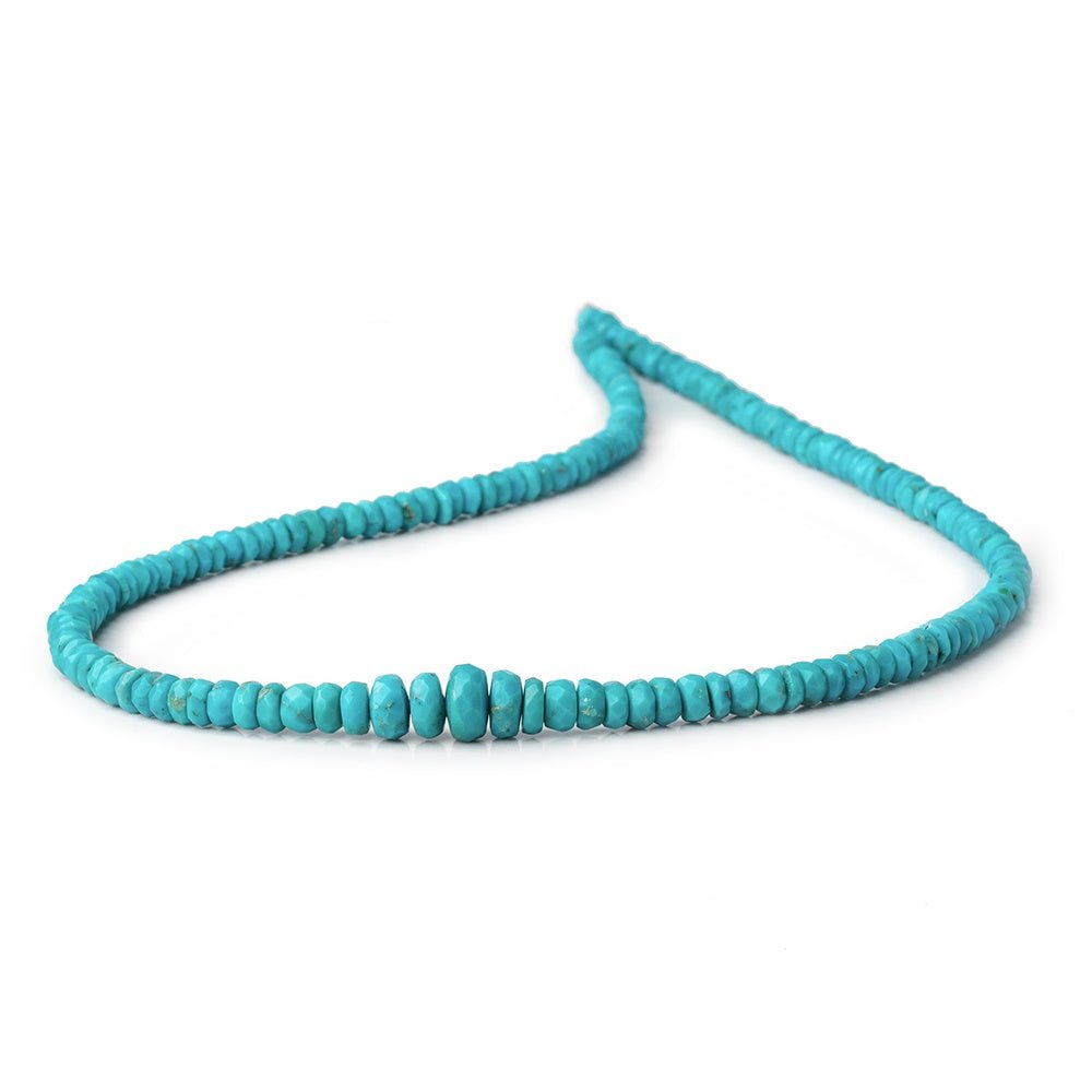 3-7mm Sleeping Beauty Turquoise Faceted Rondelle Beads 14.5 inch 175 pieces - Beadsofcambay.com