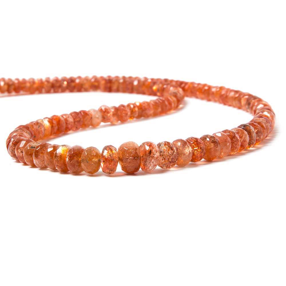3-7mm Sunstone Faceted Rondelle Beads 18 inch 160 pieces - Beadsofcambay.com