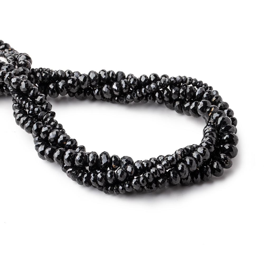 3-8mm Black Spinel Faceted Rondelle Beads - Lot of 4 Strands - Beadsofcambay.com