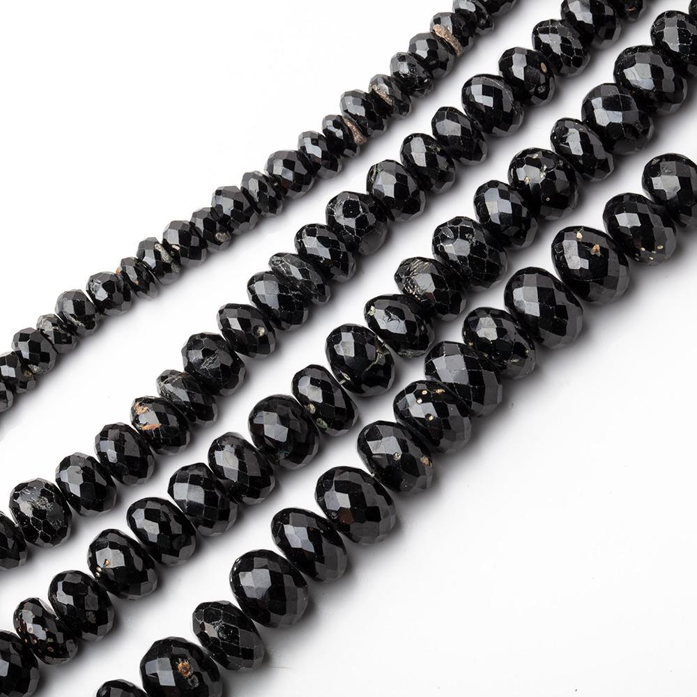 3-8mm Black Spinel Faceted Rondelle Beads - Lot of 4 Strands - Beadsofcambay.com