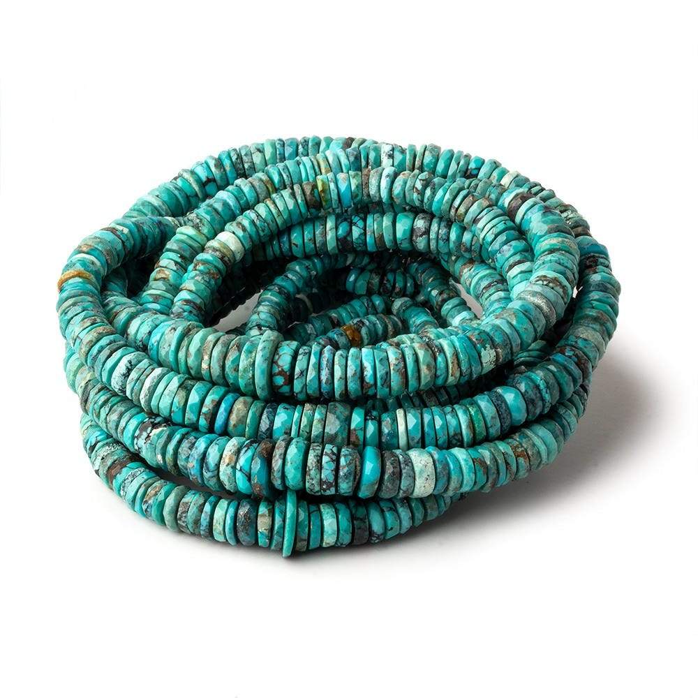 3-8mm Chinese Turquoise faceted heshi beads 17 inch 290 beads - Beadsofcambay.com