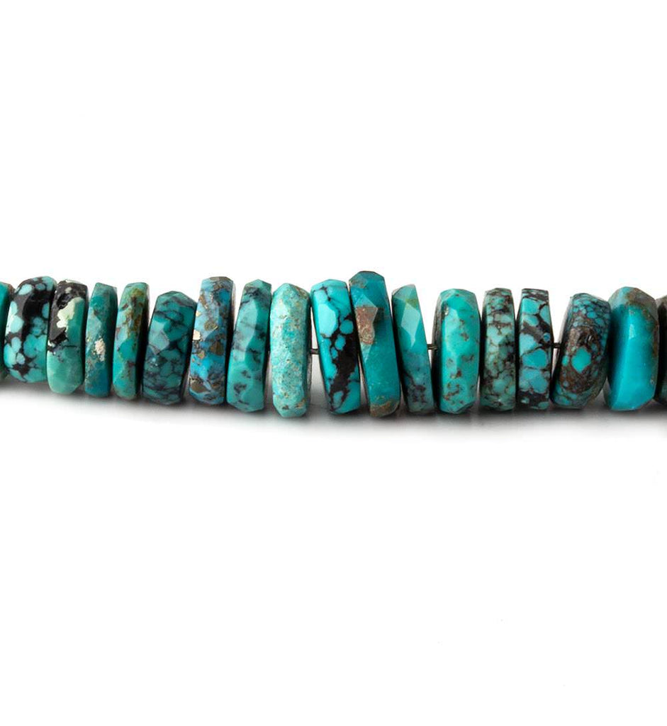 3-8mm Chinese Turquoise faceted heshi beads 17 inch 290 beads - Beadsofcambay.com
