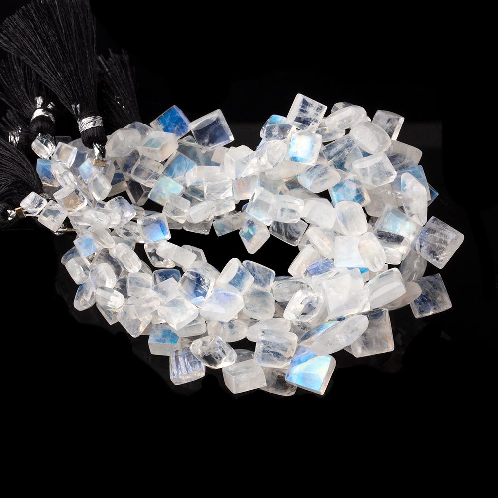 3-8mm Rainbow Moonstone Plain Square Beads 6.5 inch 48 pieces AA view 1