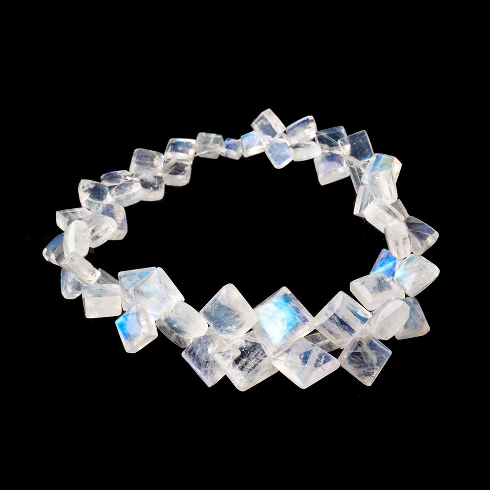 3-8mm Rainbow Moonstone Plain Square Beads 6.5 inch 48 pieces AA - Beadsofcambay.com