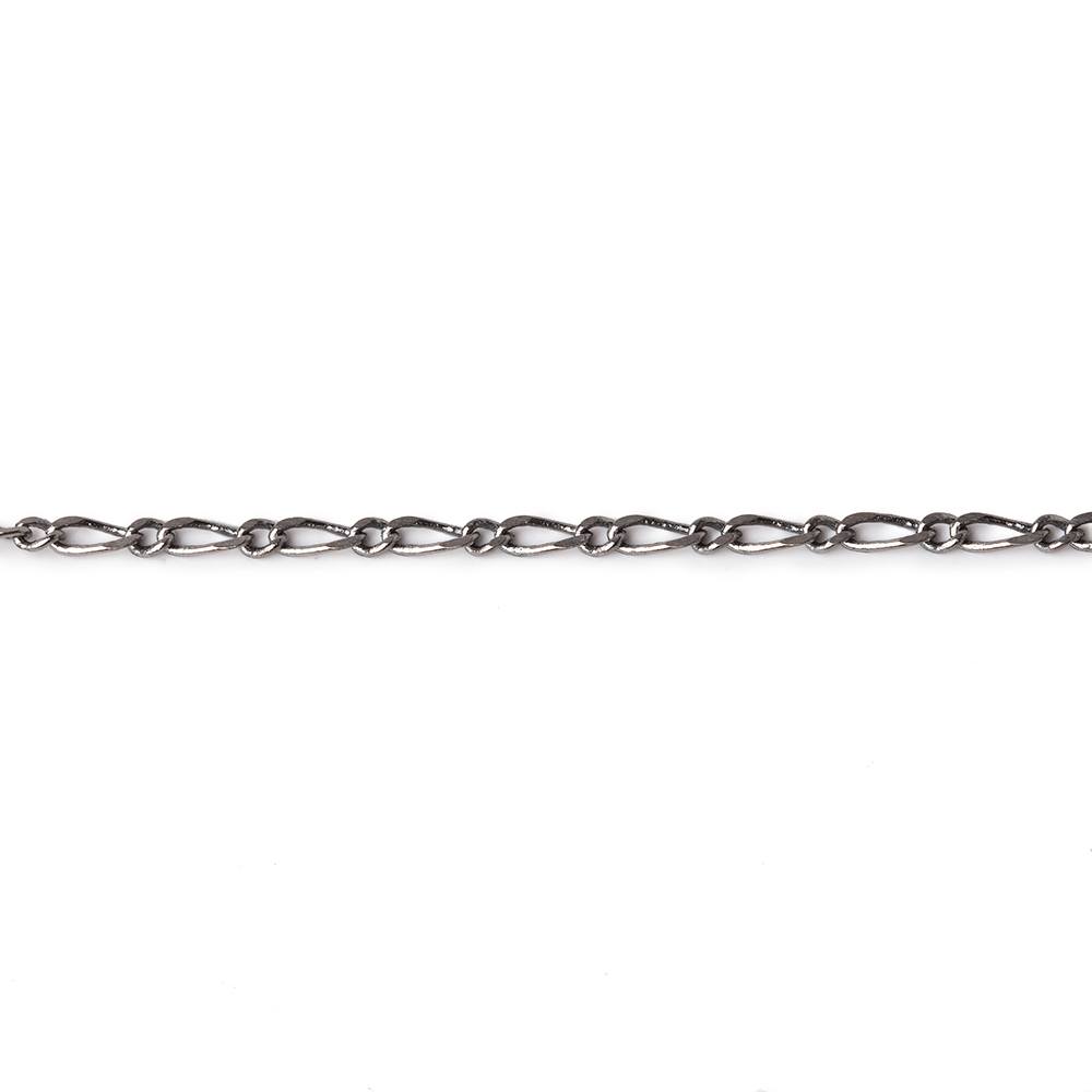 3 Feet - 1.5mm Black Gold plated Figaro Link Chain - Beadsofcambay.com
