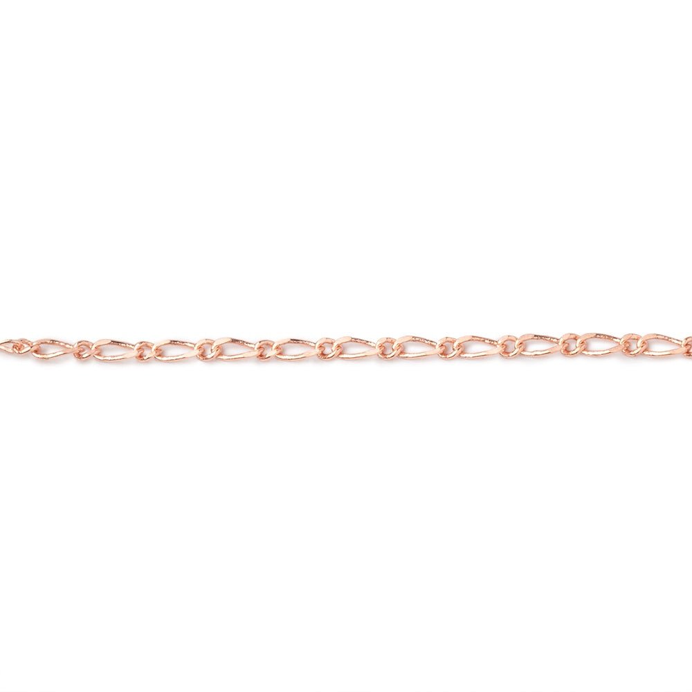 3 Feet - 1.5mm Rose Gold plated Figaro Link Chain - Beadsofcambay.com