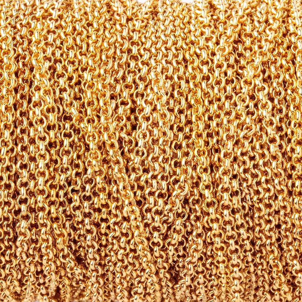 3 Feet - 1.8mm 22kt Gold plated Rolo Link Chain - Beadsofcambay.com