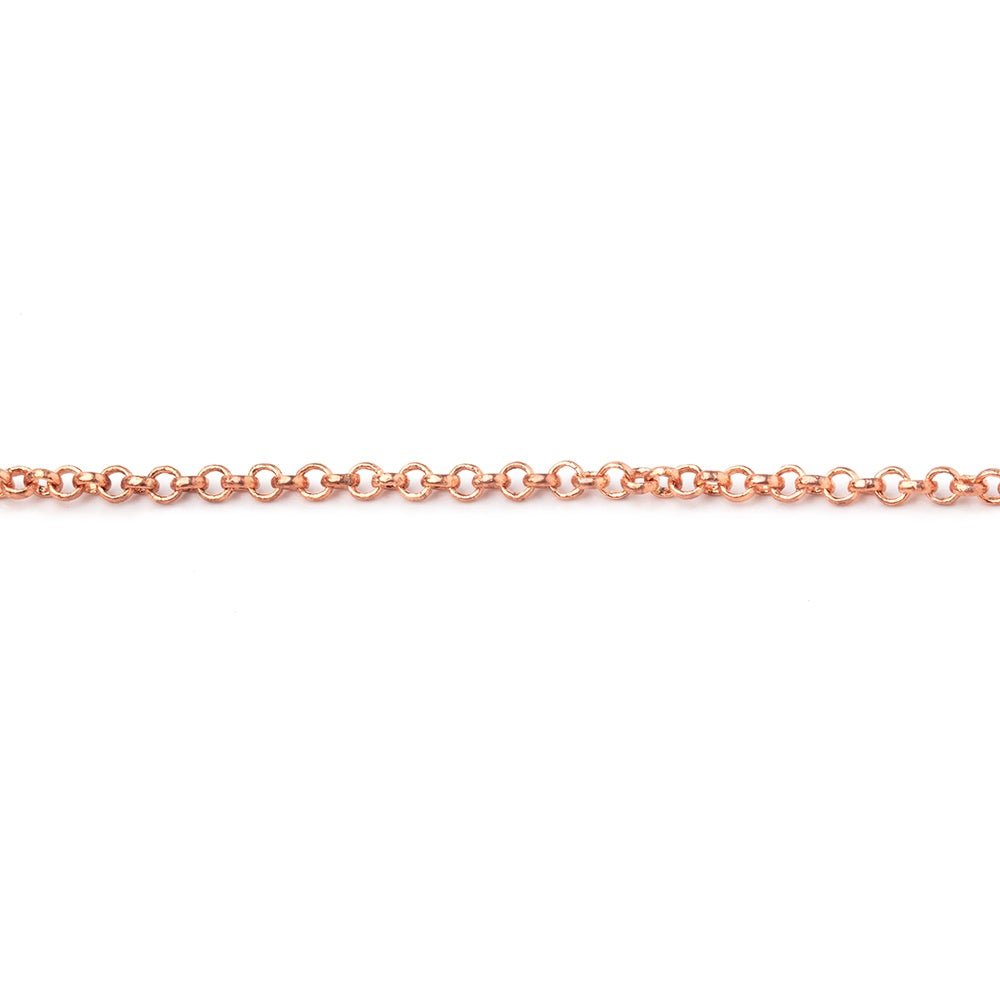 3 Feet - 1.8mm Rose Gold plated Rolo Link Chain - Beadsofcambay.com