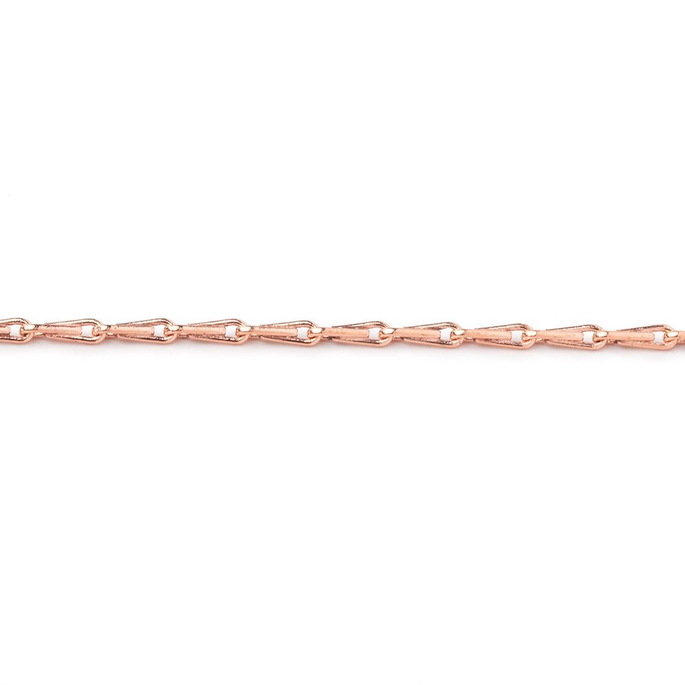 3 Feet - 1mm Rose Gold plated Tear Drop Link Chain - Beadsofcambay.com