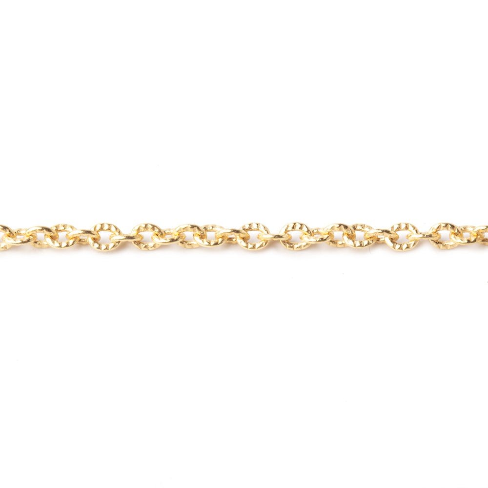 3 Feet - 2.5mm 22kt Gold plated Small Corrugated Oval Link Chain - Beadsofcambay.com