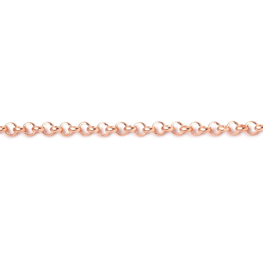 3 Feet - 2.5mm Rose Gold plated Rolo Link Chain - Beadsofcambay.com