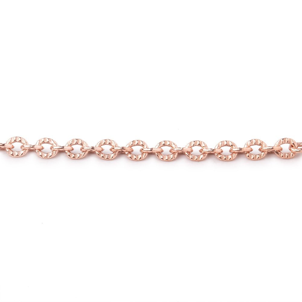3 Feet - 2.5mm Rose Gold plated Small Corrugated Oval Link Chain - Beadsofcambay.com