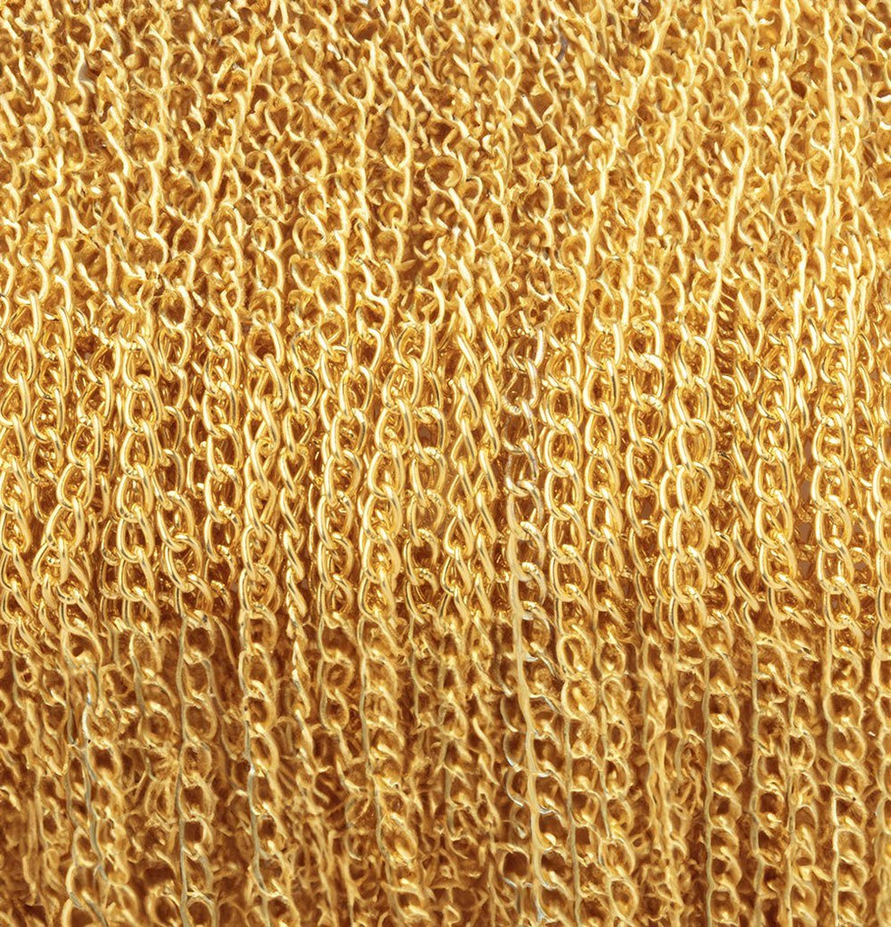 3 Feet - 2mm 22kt Gold plated Curb Link Chain - Beadsofcambay.com