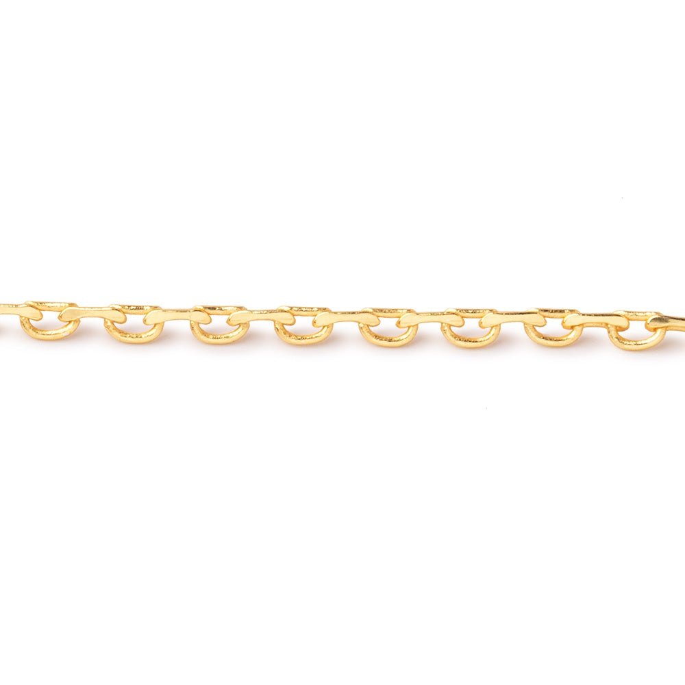 3 Feet - 2mm 22kt Gold plated Open and Closed Oval Link Chain - Beadsofcambay.com
