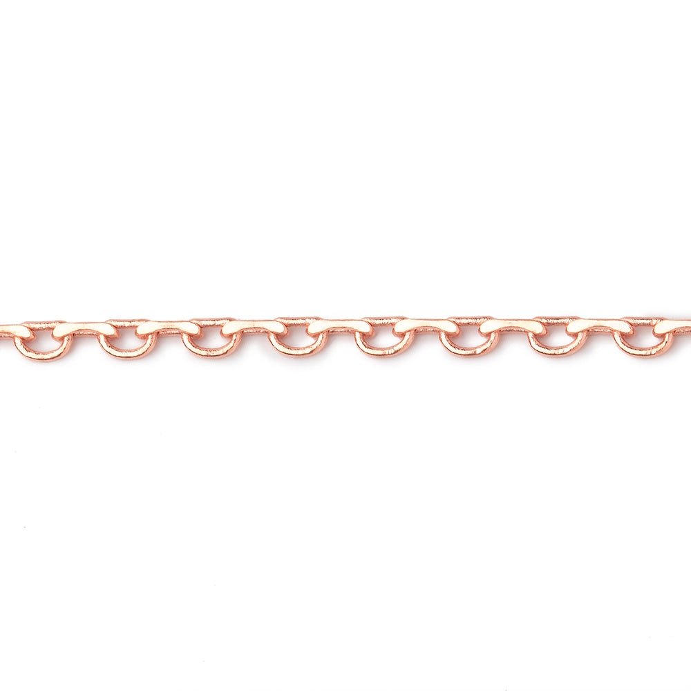 3 Feet - 2mm Rose Gold plated Open and Closed Oval Link Chain - Beadsofcambay.com