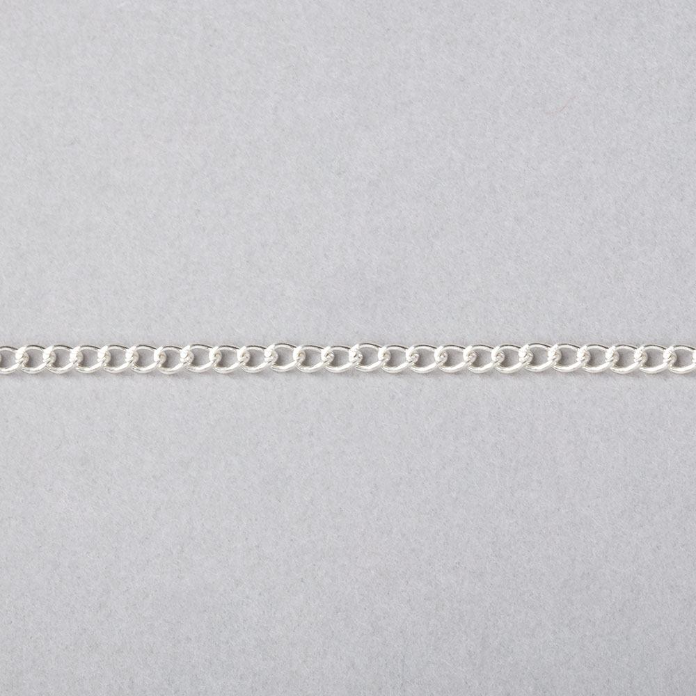 3 Feet - 2mm Silver plated Curb Link Chain - Beadsofcambay.com