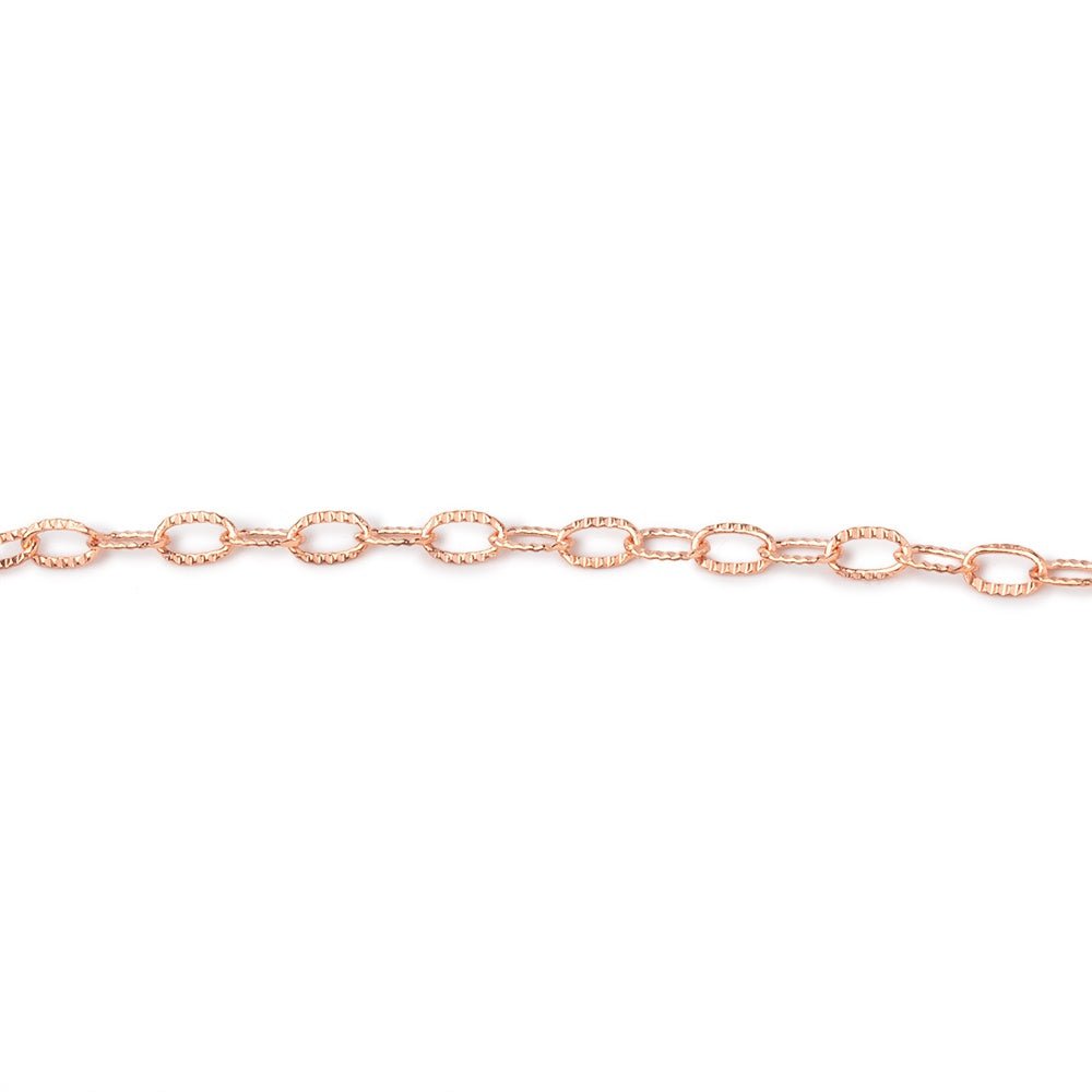 3 Feet - 2x4mm Rose Gold plated Elongated Corrugated Oval Link Chain - Beadsofcambay.com