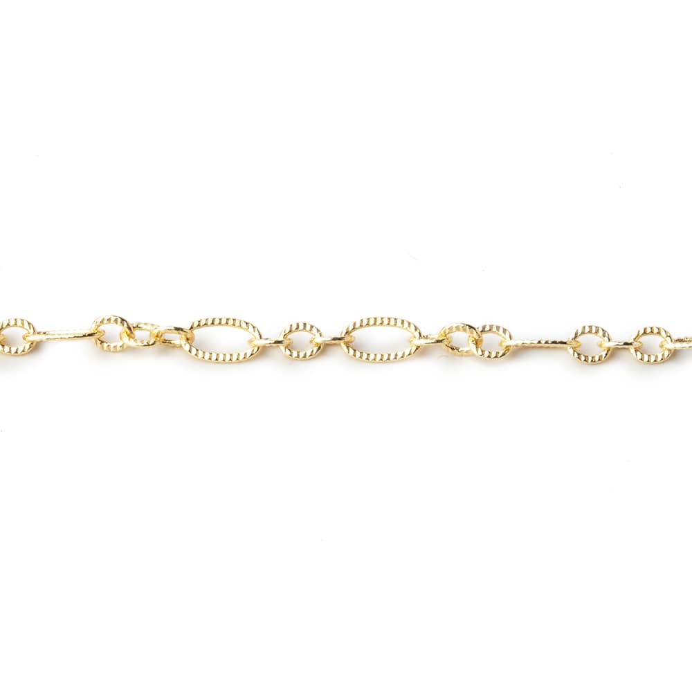 3 Feet - 3.5mm 22kt Gold plated Multiple Corrugated Oval Link Chain - Beadsofcambay.com