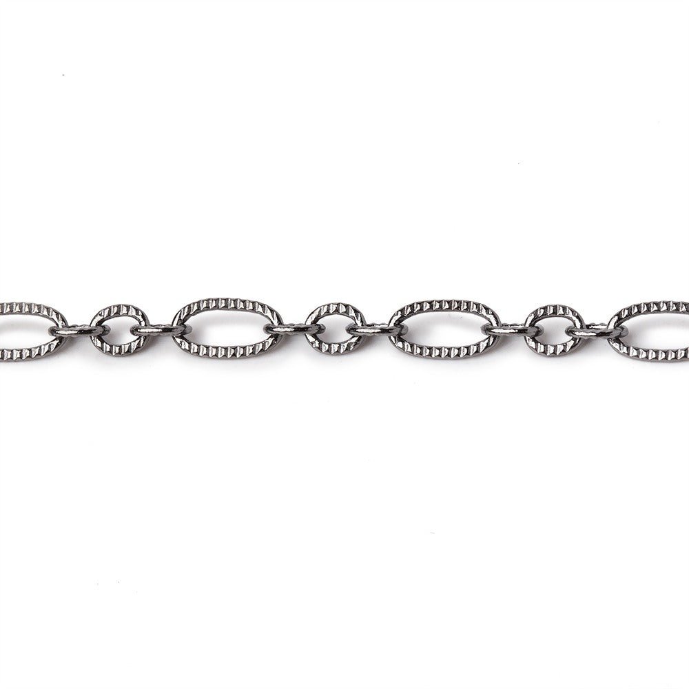 3 Feet - 3.5mm Black Gold plated Multiple Corrugated Oval Link Chain - Beadsofcambay.com
