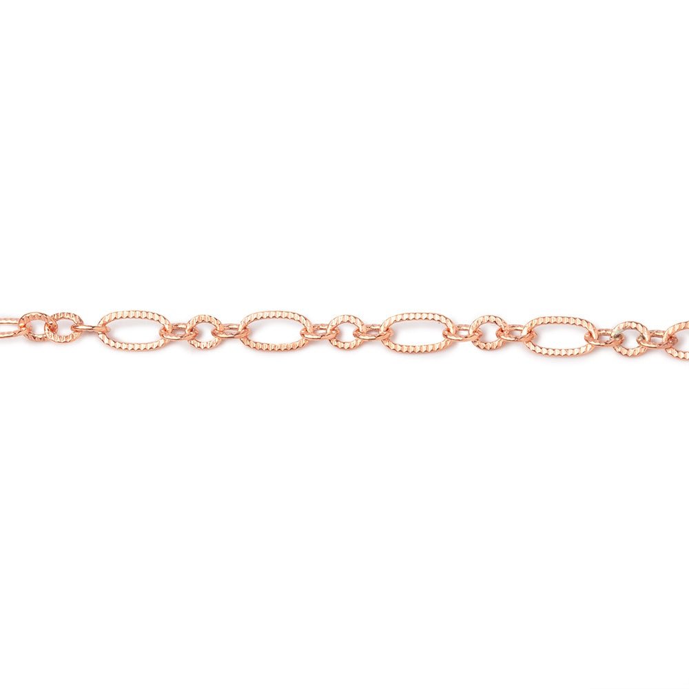 3 Feet - 3.5mm Rose Gold plated Multiple Corrugated Oval Link Chain - Beadsofcambay.com
