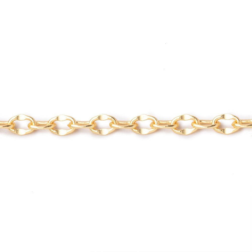 3 Feet - 3mm 22kt Gold plated Divot Oval Link Chain - Beadsofcambay.com