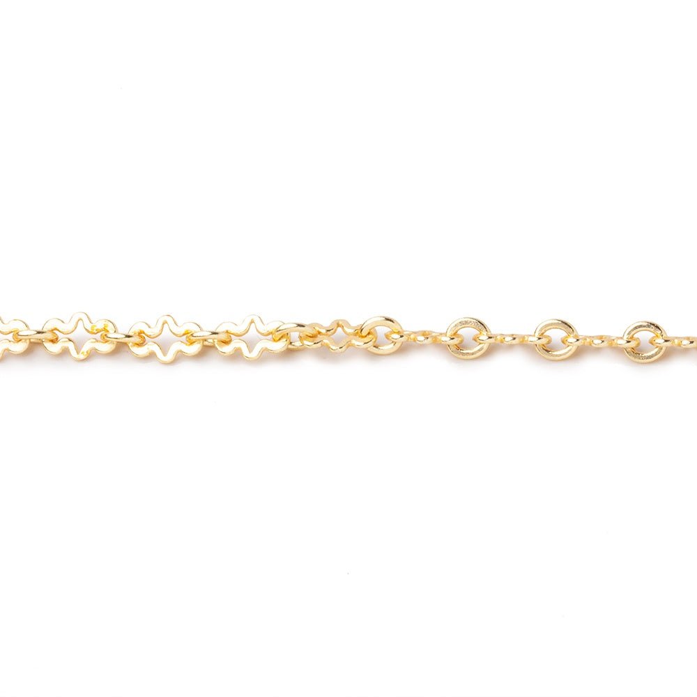 3 Feet - 3mm 22kt Gold plated Fancy Cross Link Chain - Beadsofcambay.com