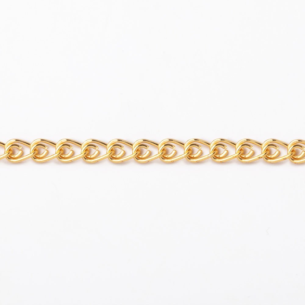 3 Feet - 3mm 22kt Gold plated Loop Link Chain - Beadsofcambay.com