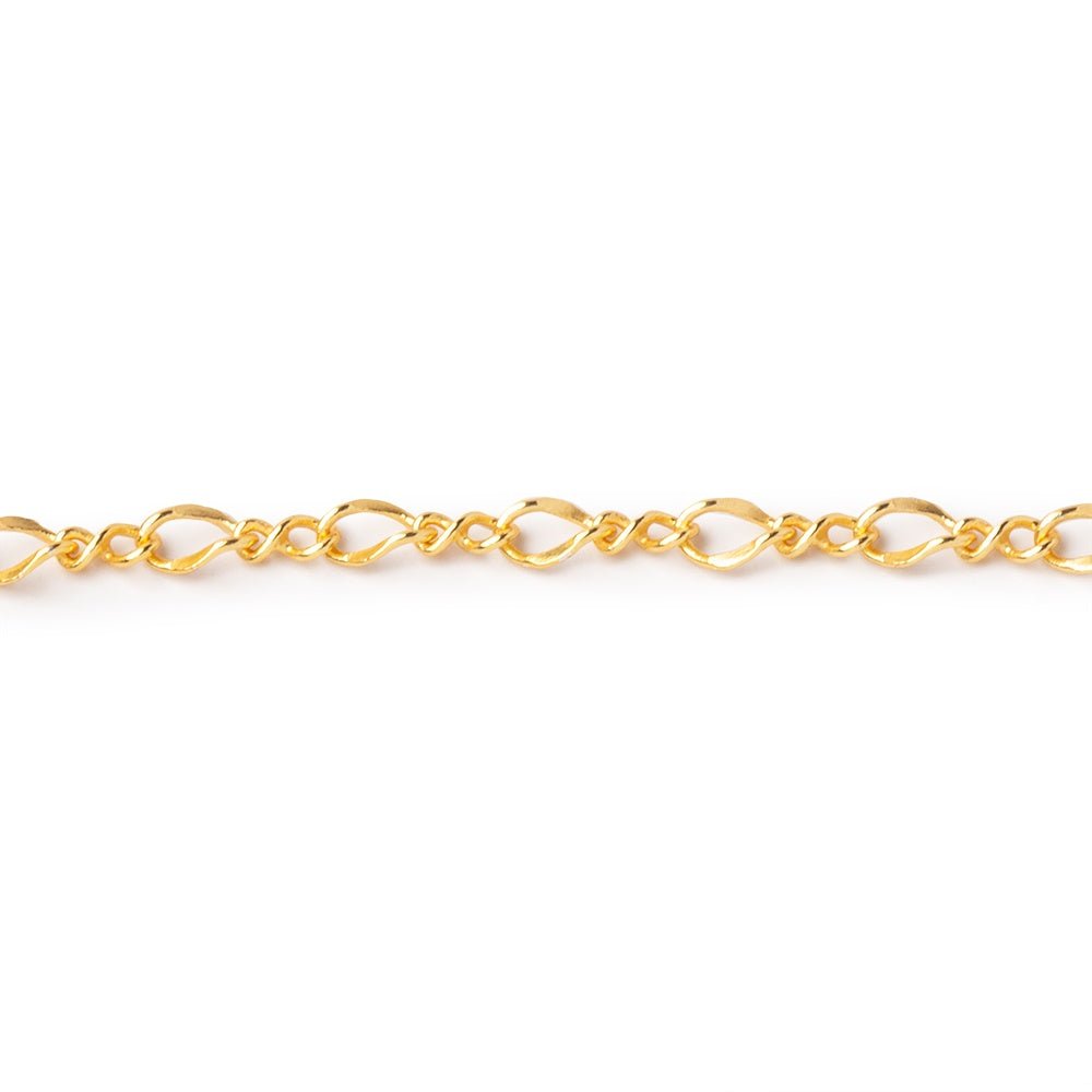 3 Feet - 3mm 22kt Gold plated Oval and Twist Link Chain - Beadsofcambay.com
