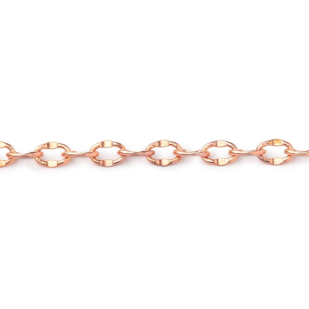 3 Feet - 3mm Rose Gold plated Divot Oval Link Chain - Beadsofcambay.com