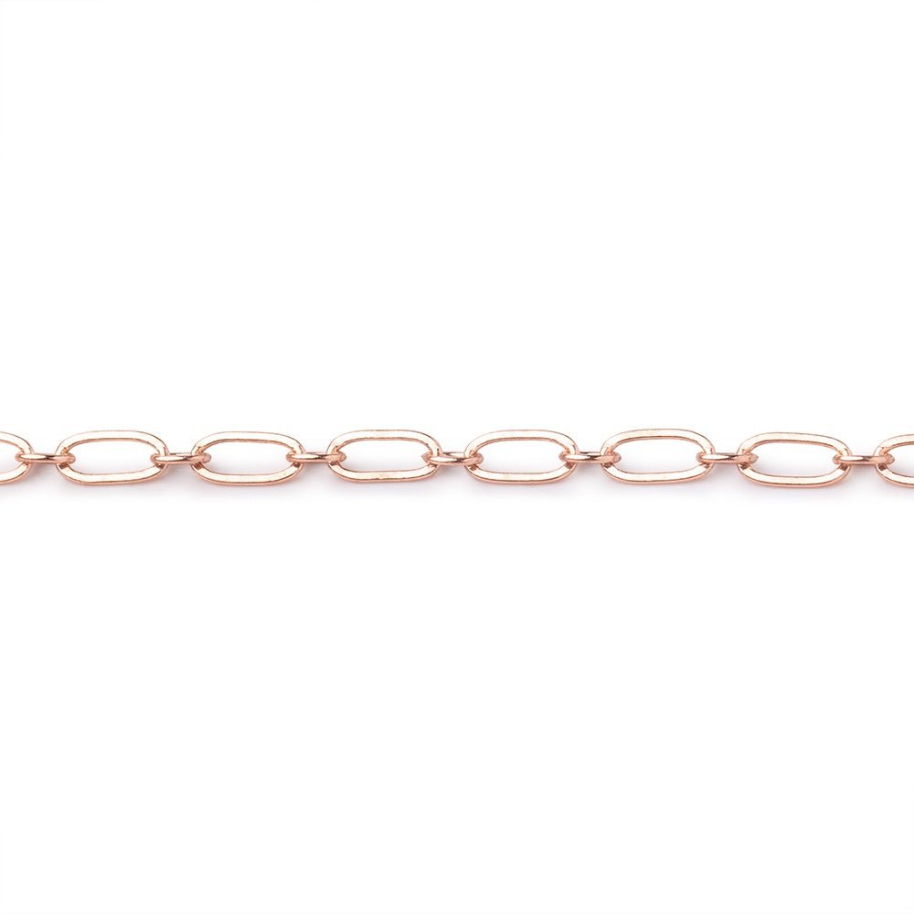 3 Feet - 3mm Rose Gold plated Drawn Oval & Link Chain - Beadsofcambay.com
