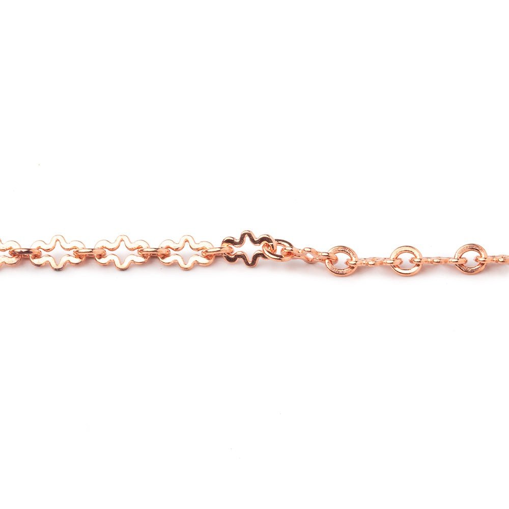 3 Feet - 3mm Rose Gold plated Fancy Cross Link Chain - Beadsofcambay.com