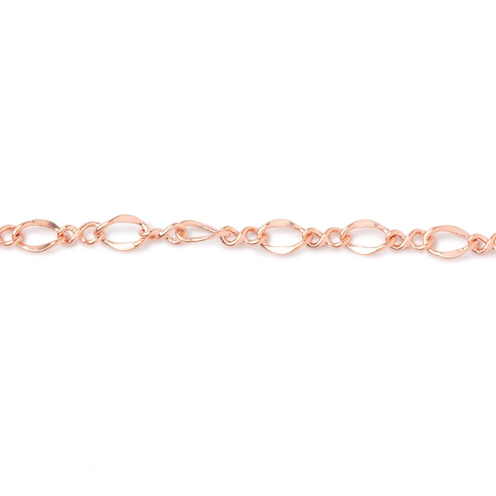 3 Feet - 3mm Rose Gold plated Oval and Twist Link Chain - Beadsofcambay.com